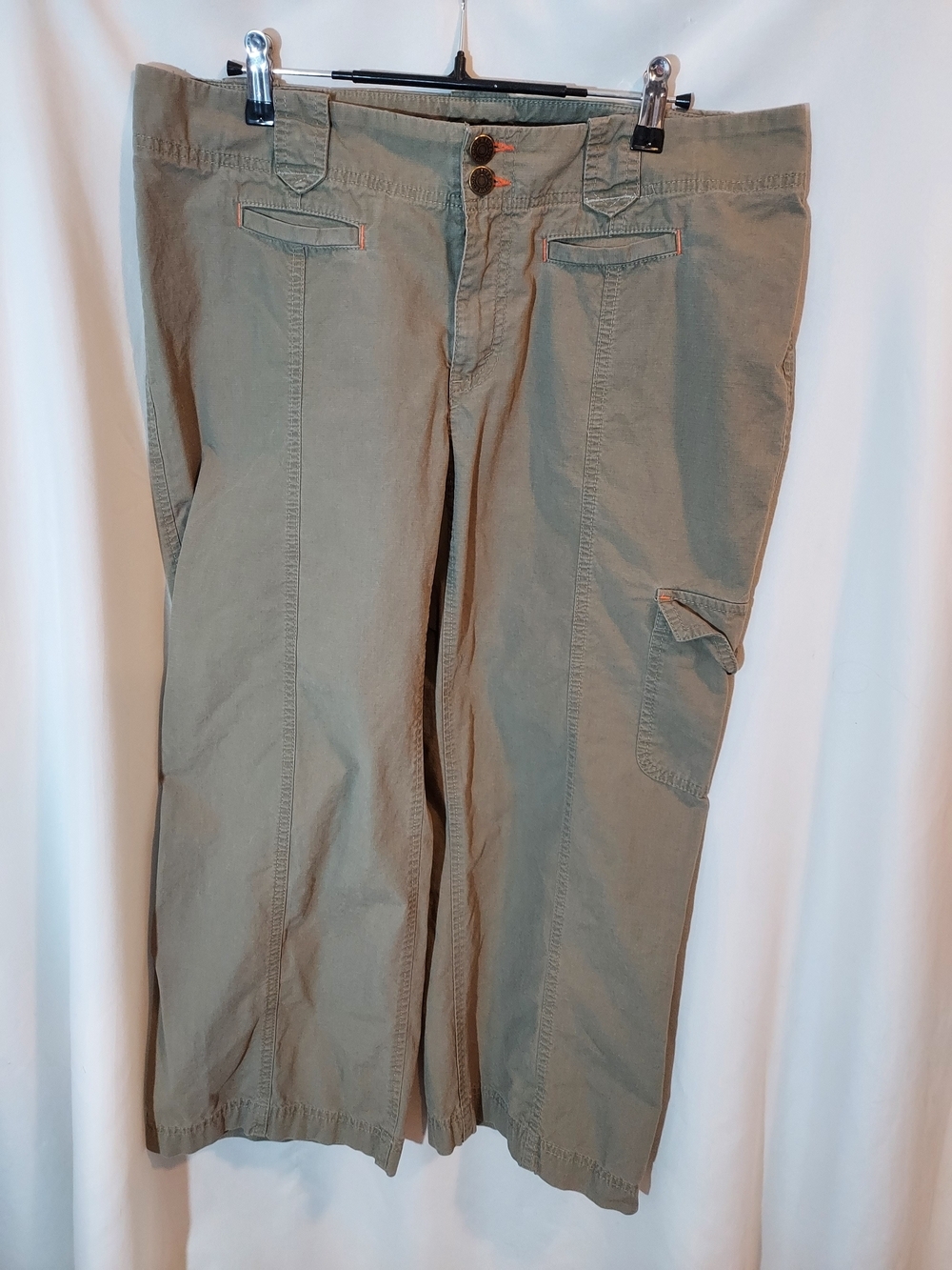 Eddie Bauer Vashon Fit Cropped Cargo Pants Olive Green Size 12 Y2K Utility